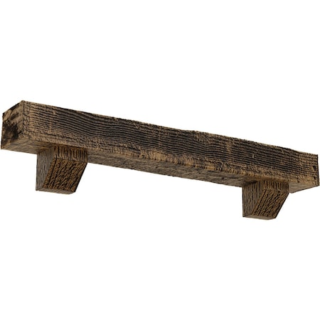 Kit W/ Ashford Corbels, NaturaL Golden Oak, 4H X 6D X 60W Rough Sawn Faux Wood Fireplace ManteL